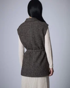 Outlet Manoush Veste sans manches en Laine mélangée Raymonde chocolat