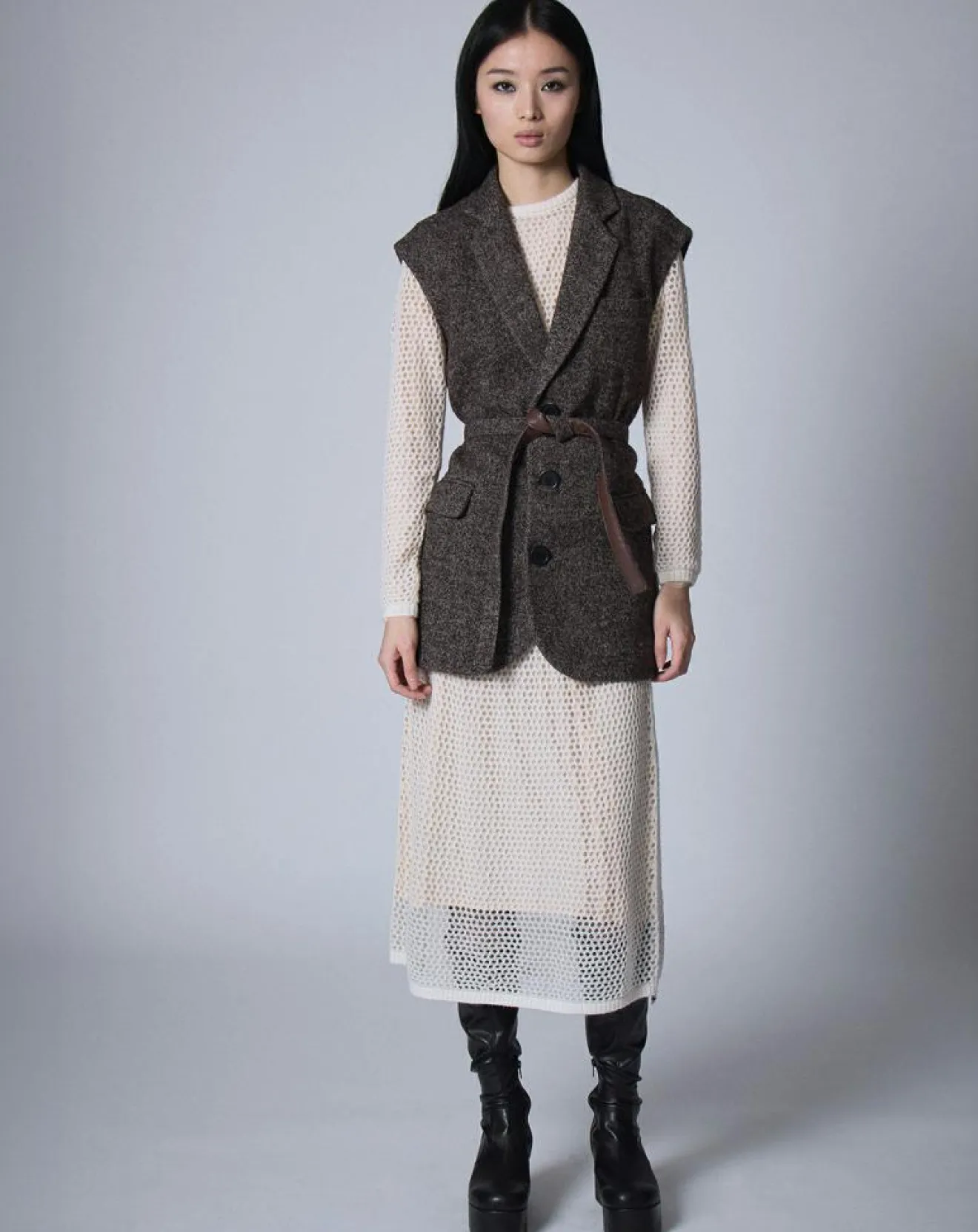 Outlet Manoush Veste sans manches en Laine mélangée Raymonde chocolat