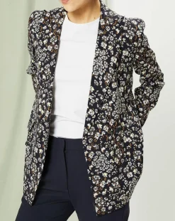 Femme MaxMara Veste Strenna imprimée bleu marine