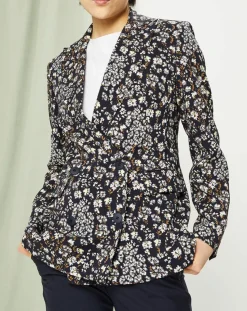 Femme MaxMara Veste Strenna imprimée bleu marine