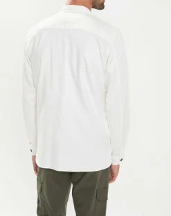 Homme Hackett London Veste Surchemise en Lin mélangé blanche