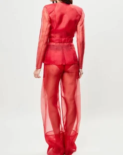 Femme La Perla Veste transparente à épaulettes Esprit d'Atelier 100% Soie rouge