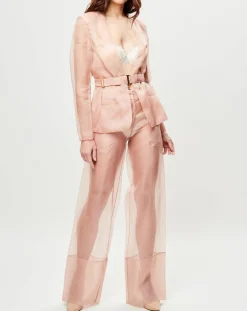 Sale La Perla Veste transparente à épaulettes Esprit d'Atelier en Soie rose