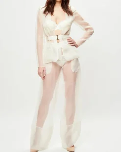 Best La Perla Veste transparente à épaulettes Esprit d'Atelier en Soie écrue