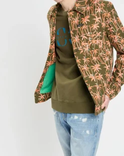 Scotch & Soda Veste Trucker imprimée kaki/orange