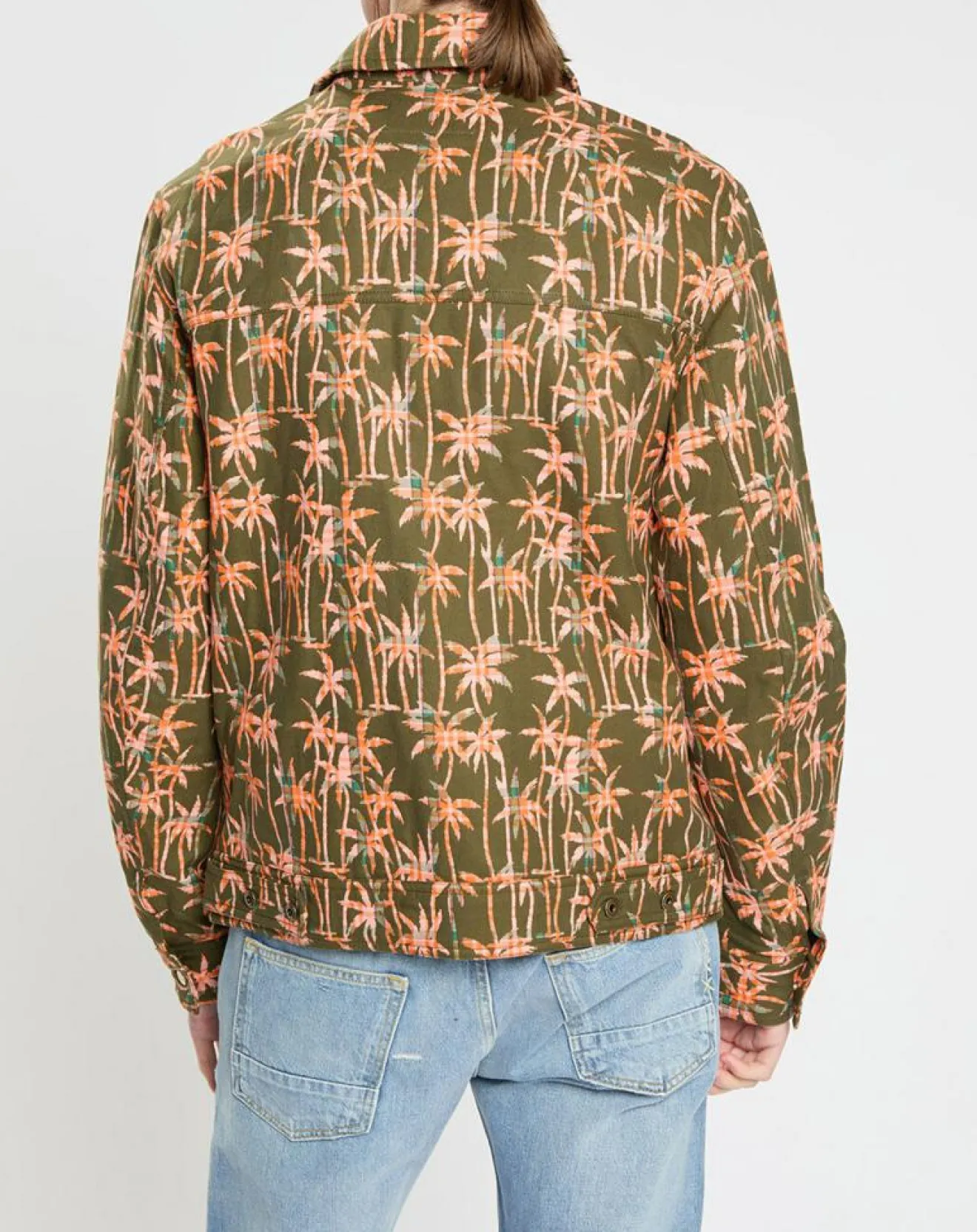 Scotch & Soda Veste Trucker imprimée kaki/orange