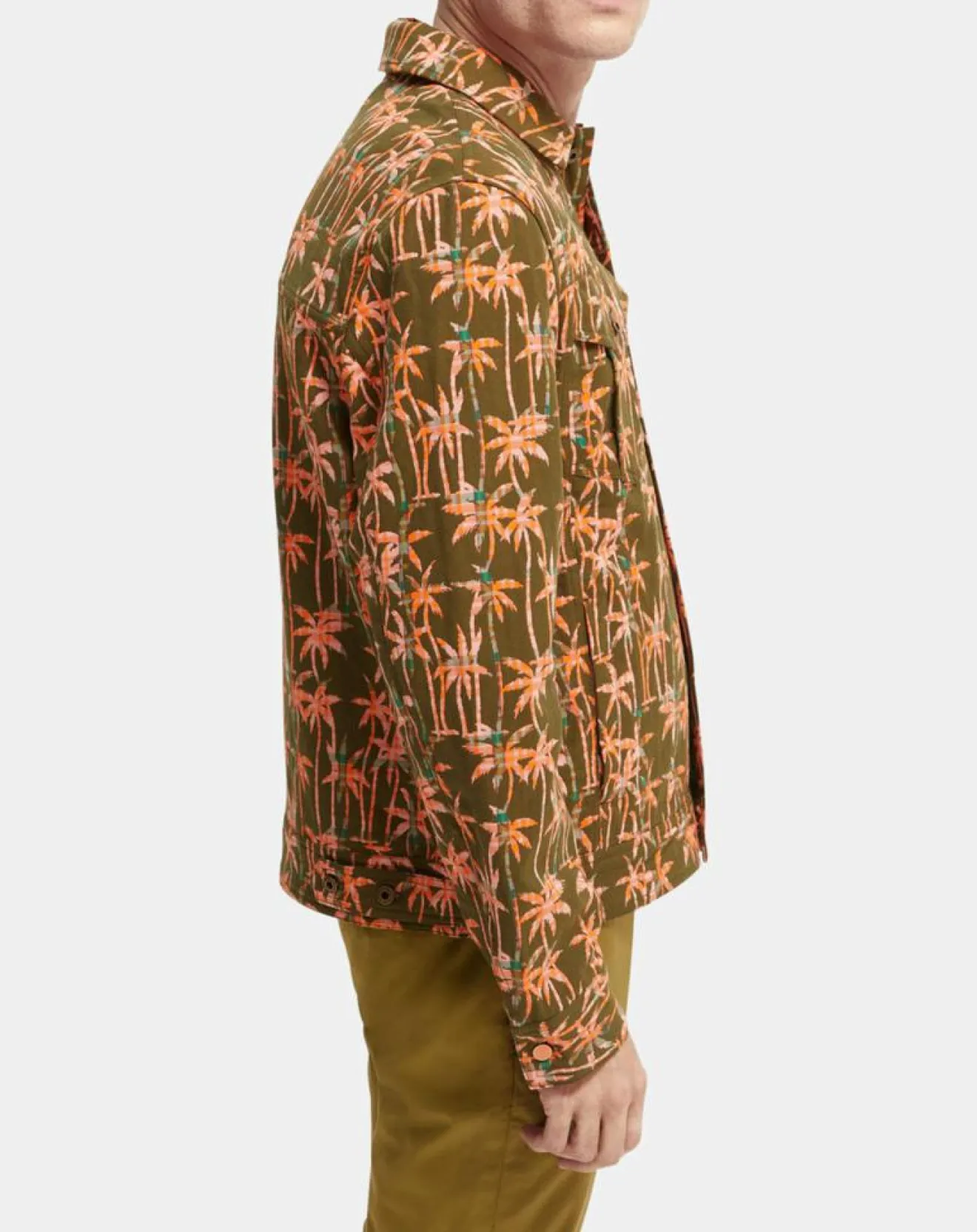 Scotch & Soda Veste Trucker imprimée kaki/orange