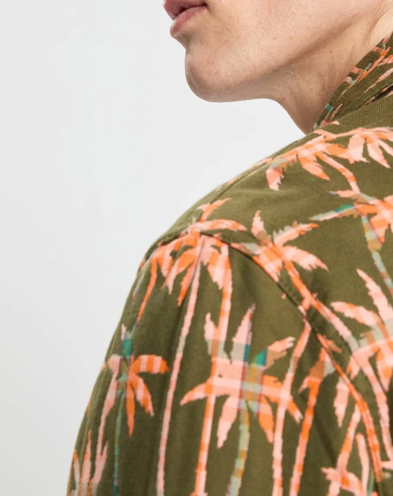 Scotch & Soda Veste Trucker imprimée kaki/orange