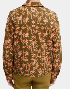 Scotch & Soda Veste Trucker imprimée kaki/orange