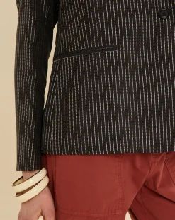 Femme Chloé Stora Veste Umami rayée noire