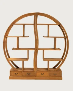 Uniqka Yin Yang - Bibliothèque en bois massif de teck