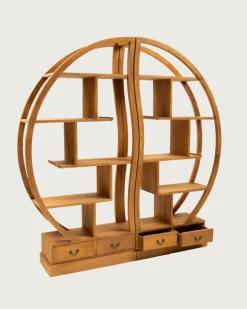 Uniqka Yin Yang - Bibliothèque en bois massif de teck